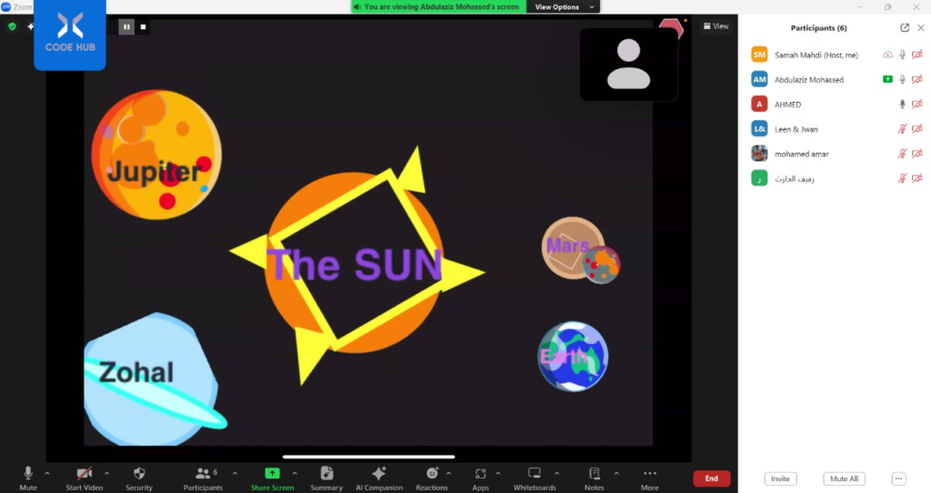 scratch junior project represents the sun and other planets